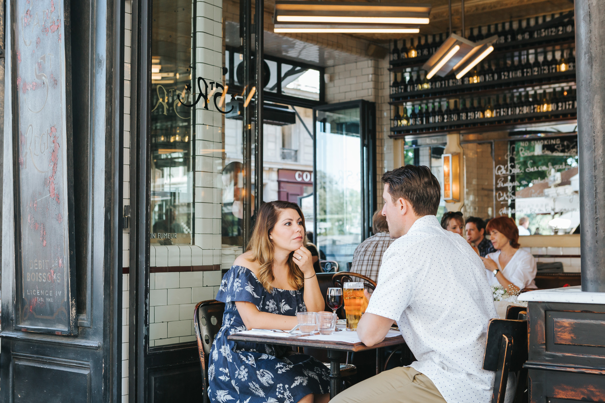Photographer in Paris Couple Session Love Story Saint Regis Parisian Cafe Anniversary