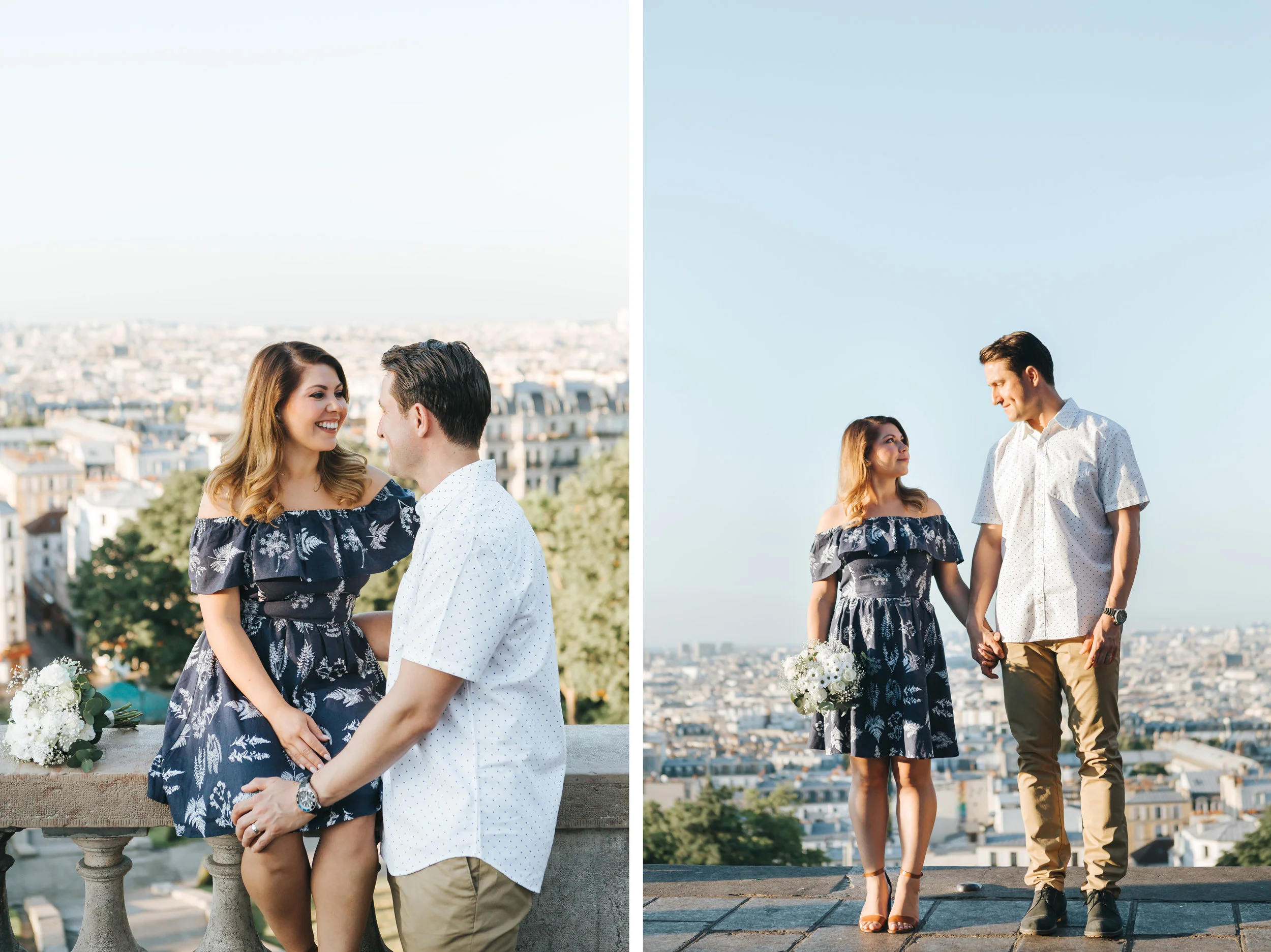 paris photographer anniversary couple portraits diptych in montmartre