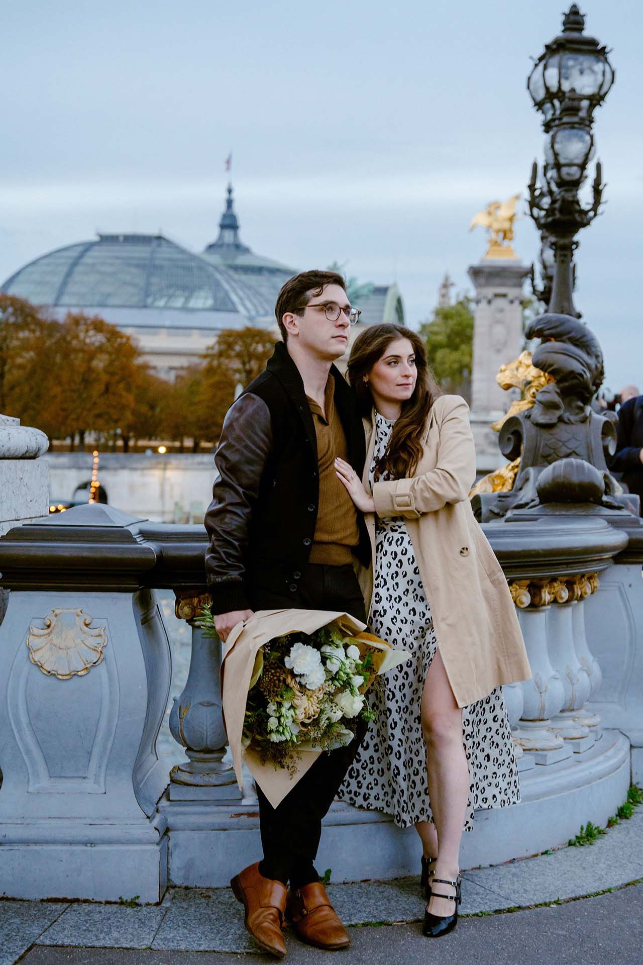 Surprise Proposal and Engagement Photoshoot on Alexander 3 Bridge Paris