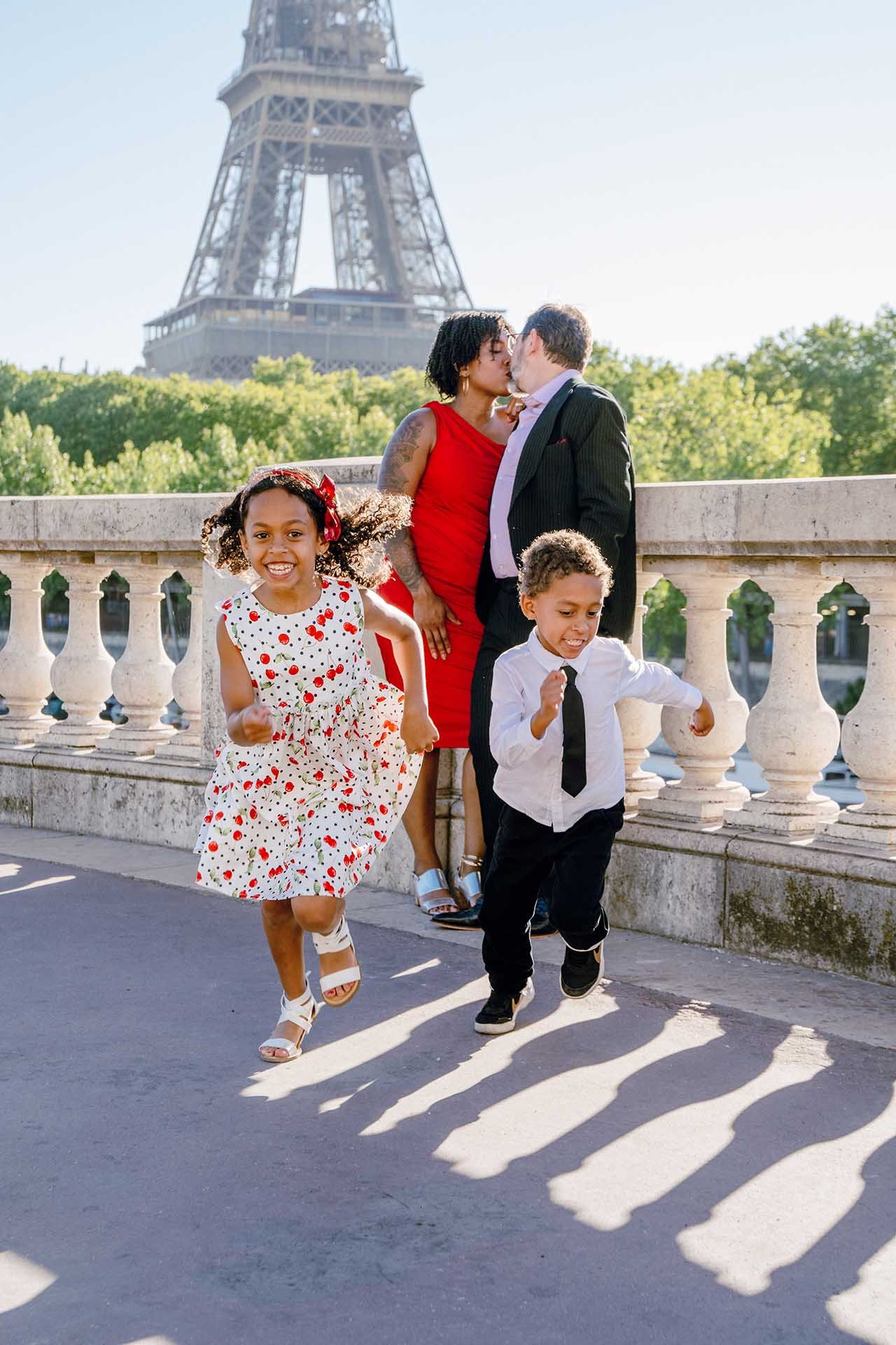 Fun Paris Family Photoshoot by the Eiffel Tower