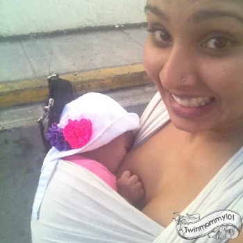 Mi nursing on a walk 