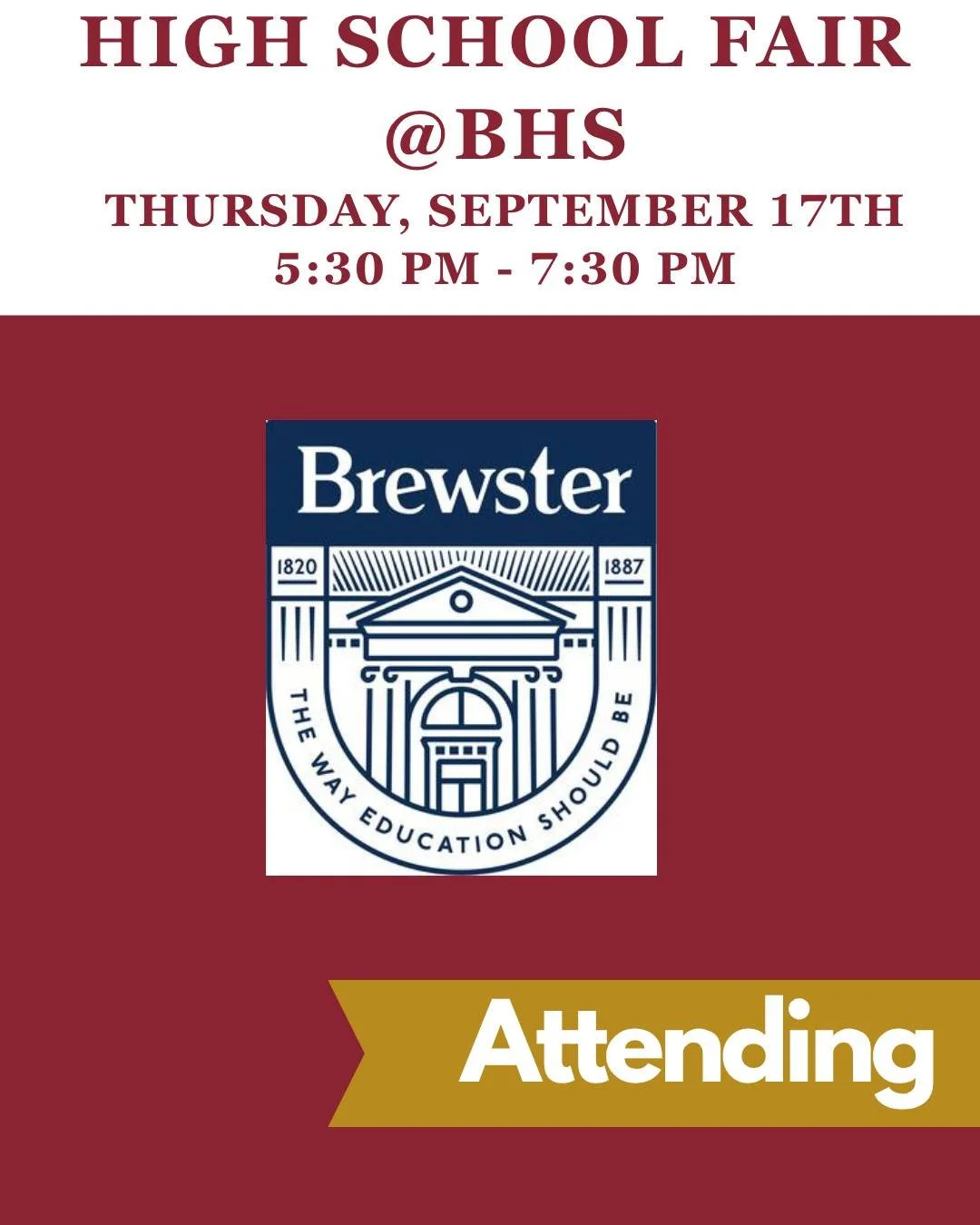 Brewster will be attending our High School Fair...will you?

@brewsteracademy Brewster Academy