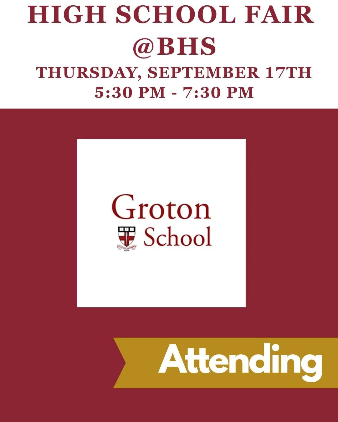 Groton will be attending the High School Fair - will you?

@grotonschool  @grotonadmission