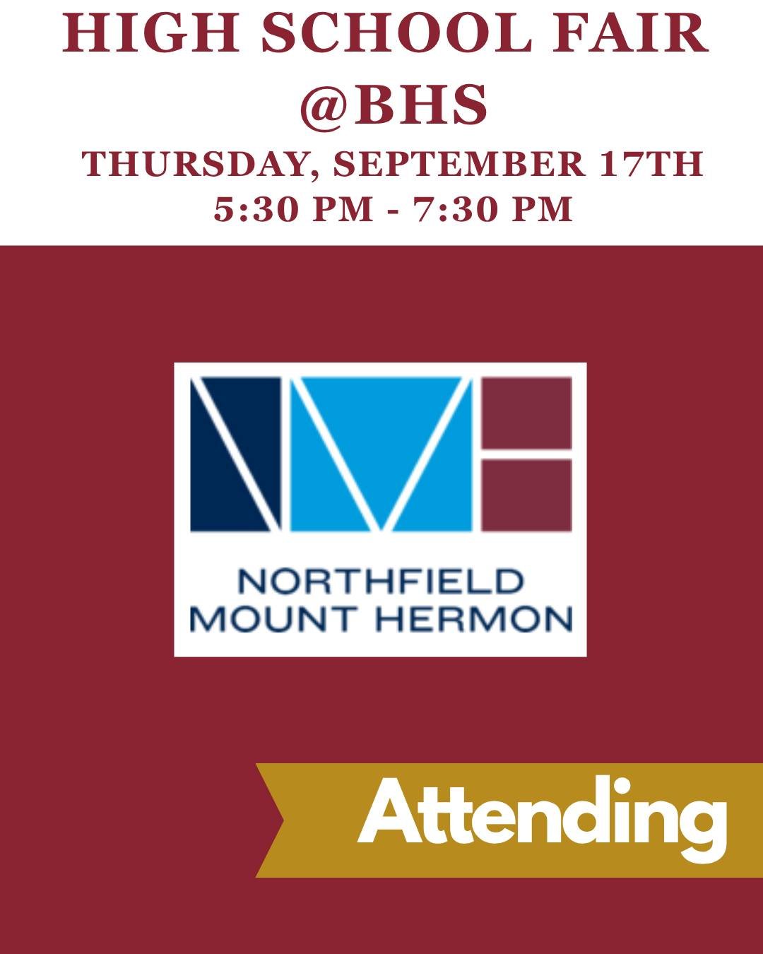 NMH is attending our High School Fair - are you?

@nmhschool  Northfield Mount Hermon NMH