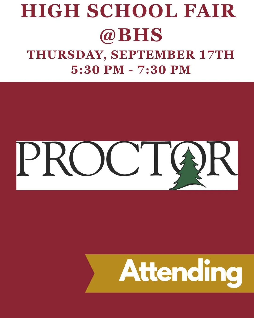 Proctor will be attending our High School Fair - will you?

Proctor Academy  @proctoracademy