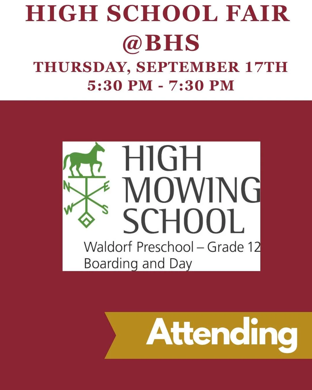 High Mowing will be attending our High School Fair - will you?

@highmowingschool High Mowing School