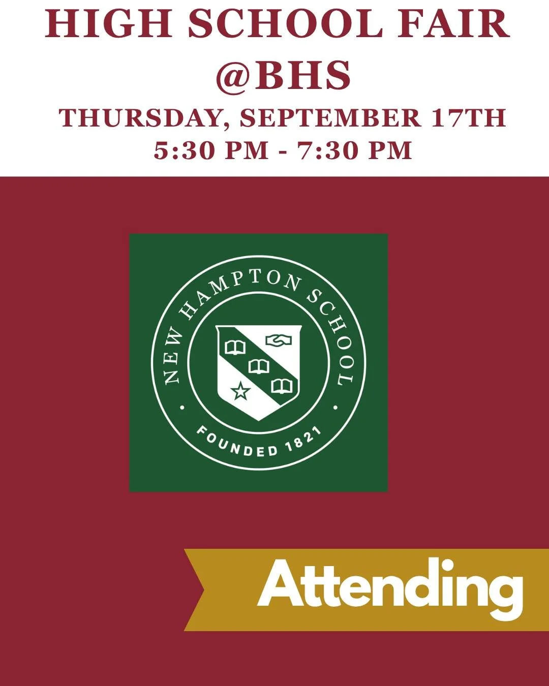 New Hampton will be attending our High School Fair - will you?

New Hampton School @newhamptonschool