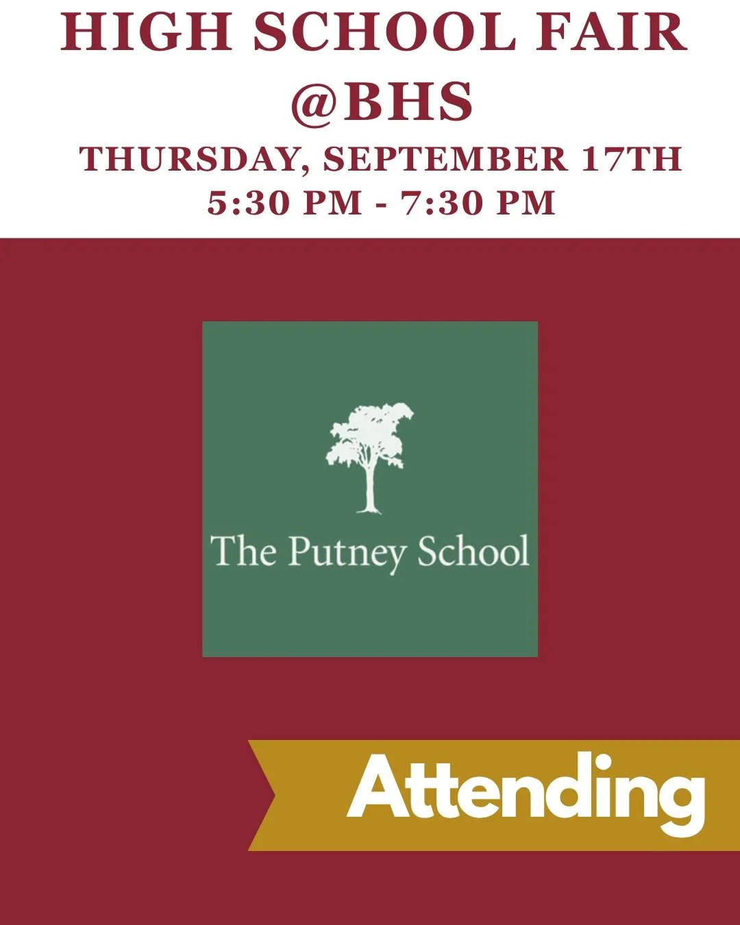 Putney is attending our High School Fair - are you?

@theputneyschool  The Putney School