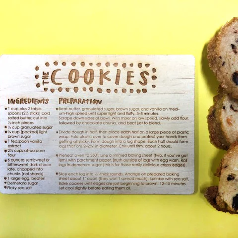 COOKIES WOODEN LASERCUT RECIPE CARD SNOWMADE