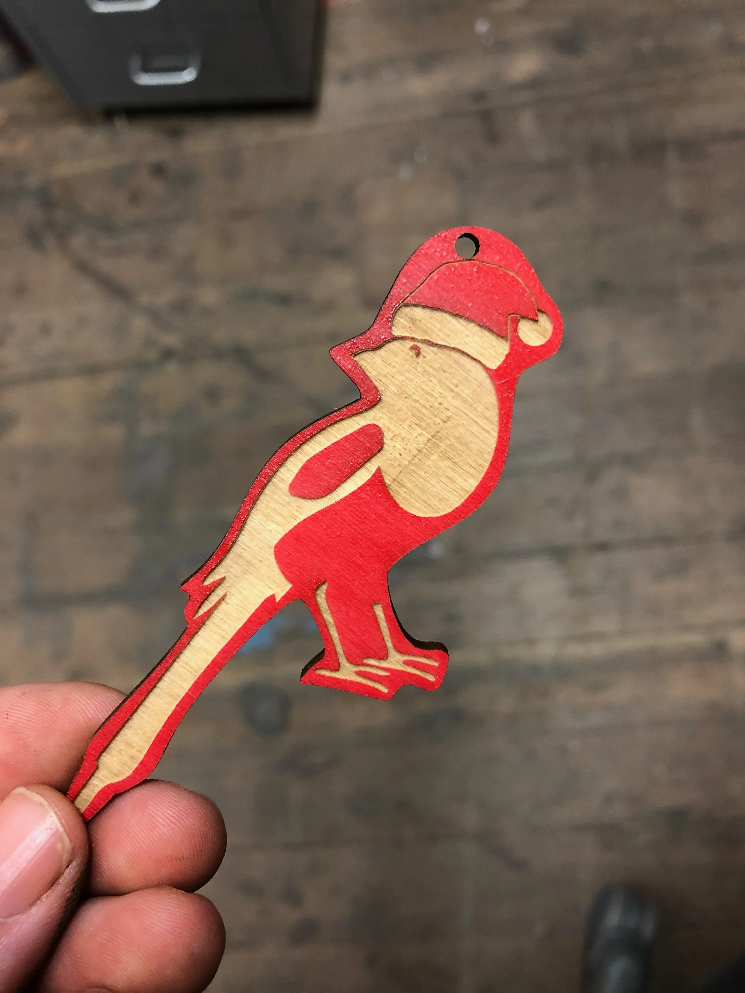 Holiday Bird Lasercut Ornament Custom Snowmade