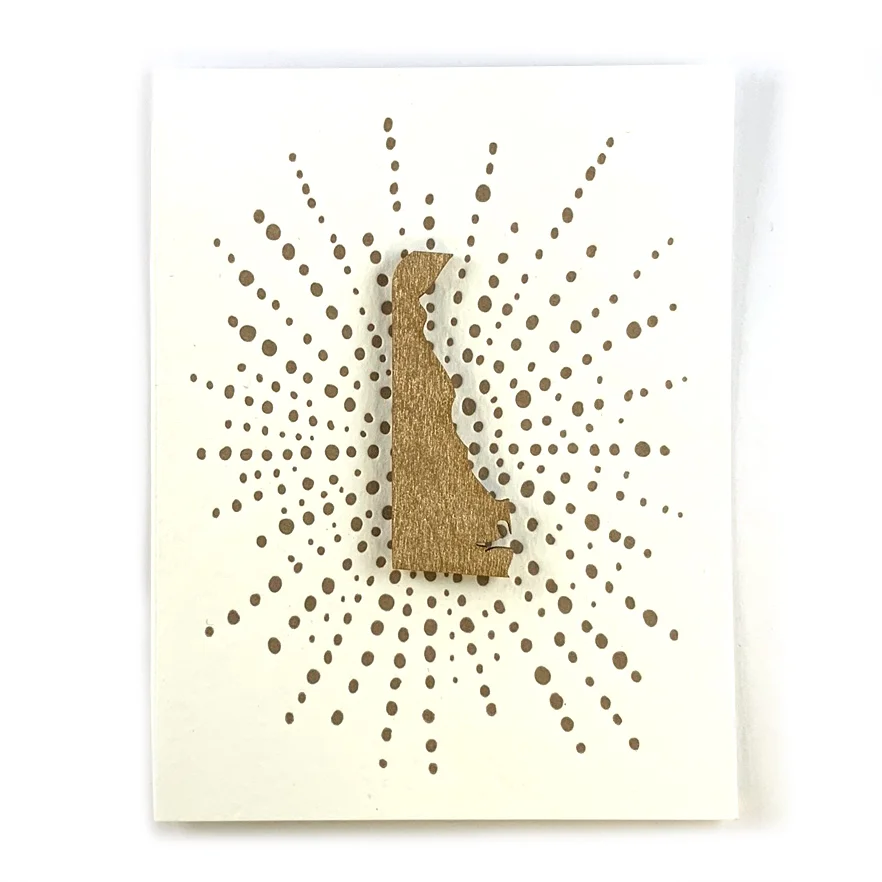 Letterpress Card with Mini Delaware Magnet