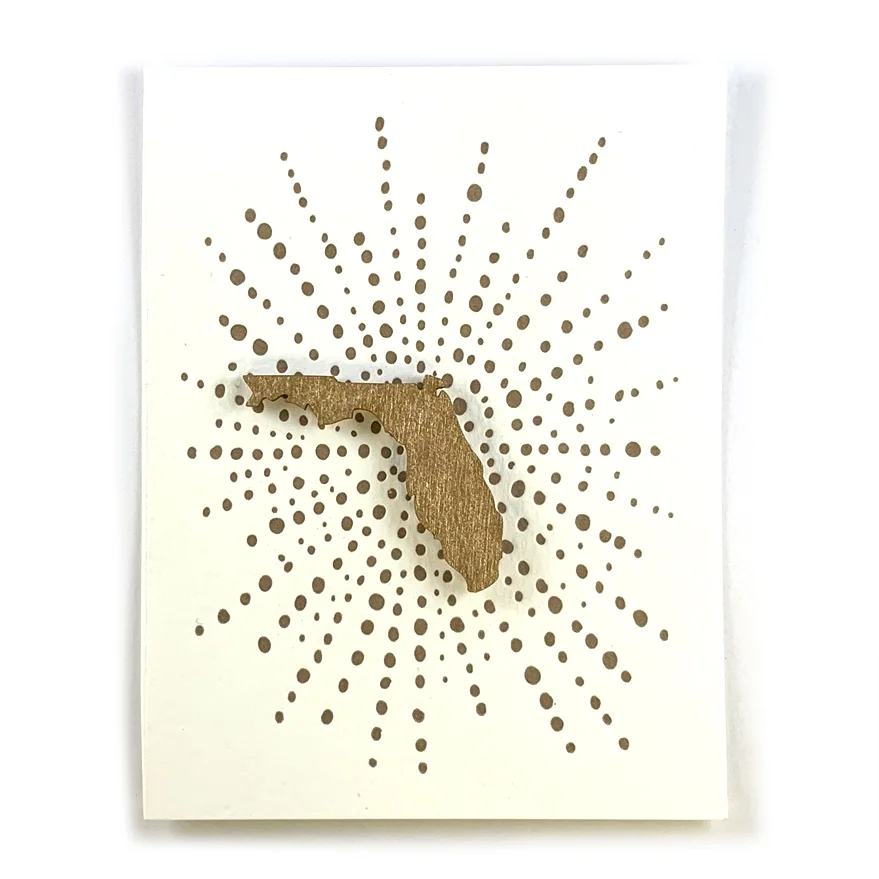 Letterpress Card with Mini Florida Magnet