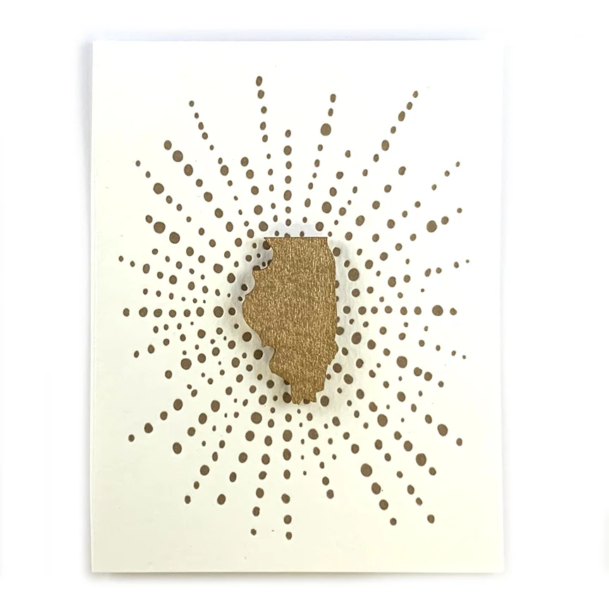 Letterpress Card with Mini Illinois Magnet