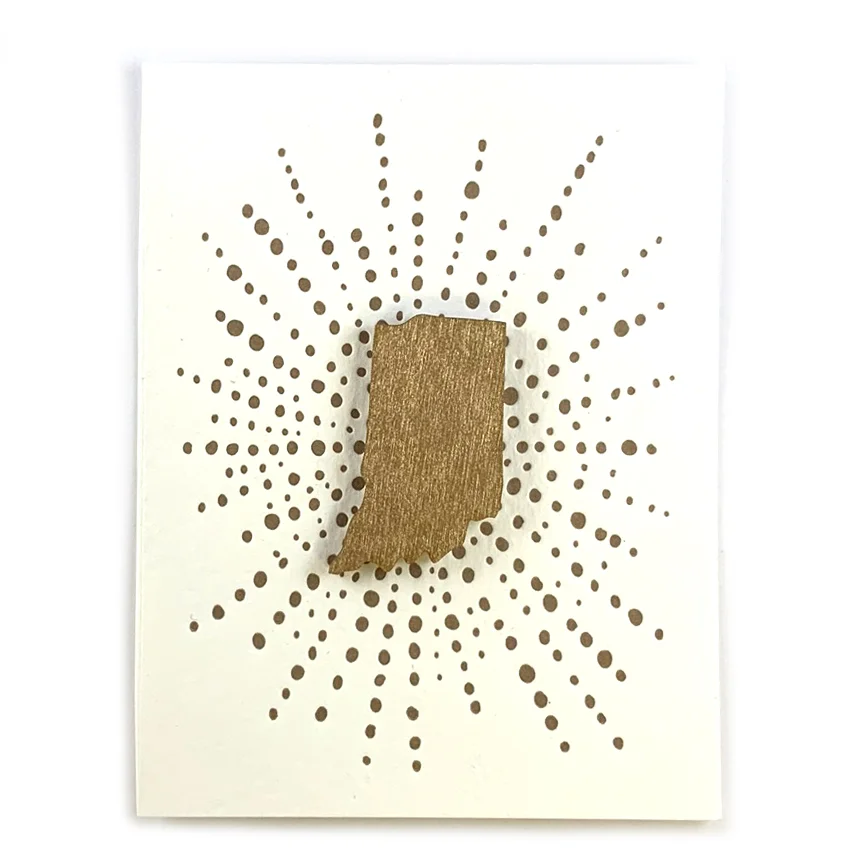 Letterpress Card Mini Indiana Lasercut Gold Magnet Snowmade