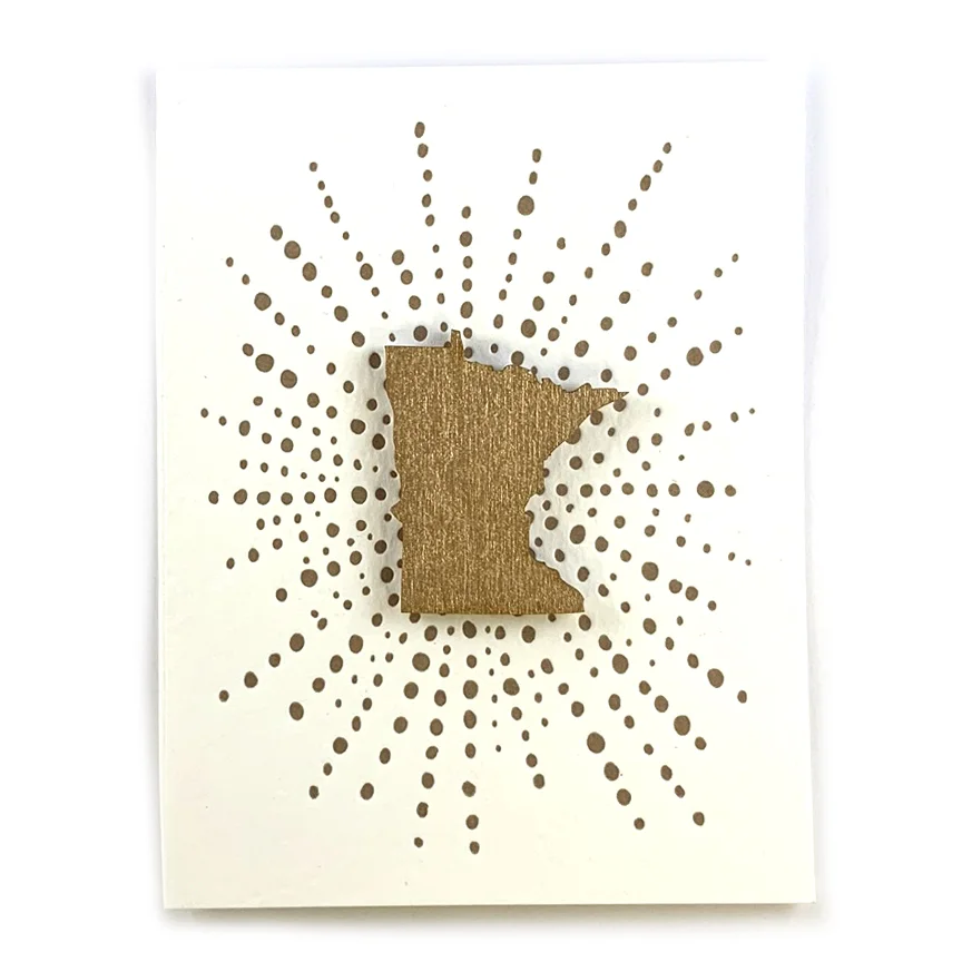 Letterpress Card with Mini Minnesota Magnet