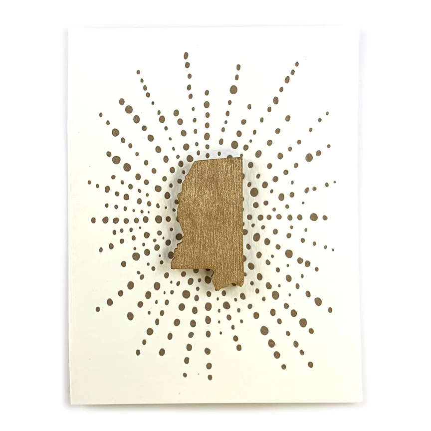 Letterpress Card with Mini Mississippi Magnet