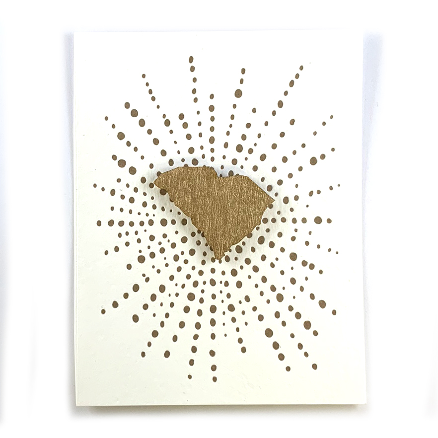 Letterpress Card Mini South Carolina Lasercut Gold Magnet Snowmade