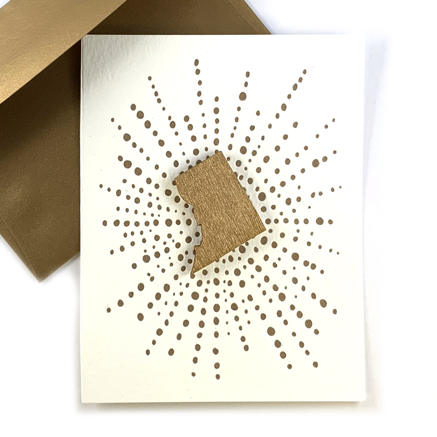 Letterpress Card Mini Washington D.C. Lasercut Gold Magnet Snowmade