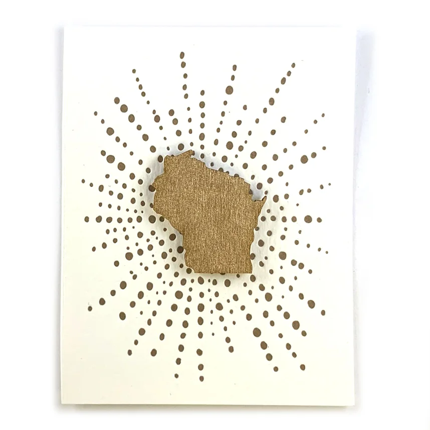 Letterpress Card with Mini Wisconsin Magnet