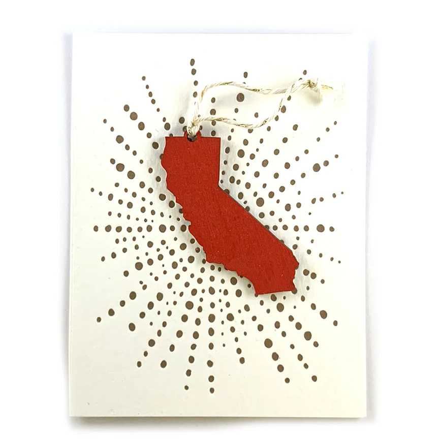 Letterpress Card with Mini California Ornament