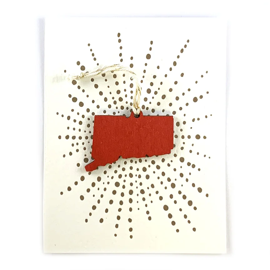 Letterpress Card with Mini Connecticut Ornament