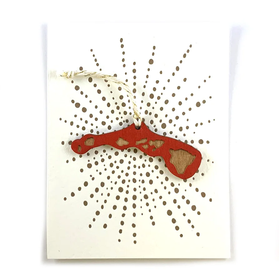 Letterpress Card with Mini Hawaii Ornament