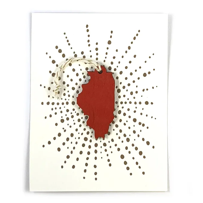 Letterpress Card with Mini Illinois Ornament