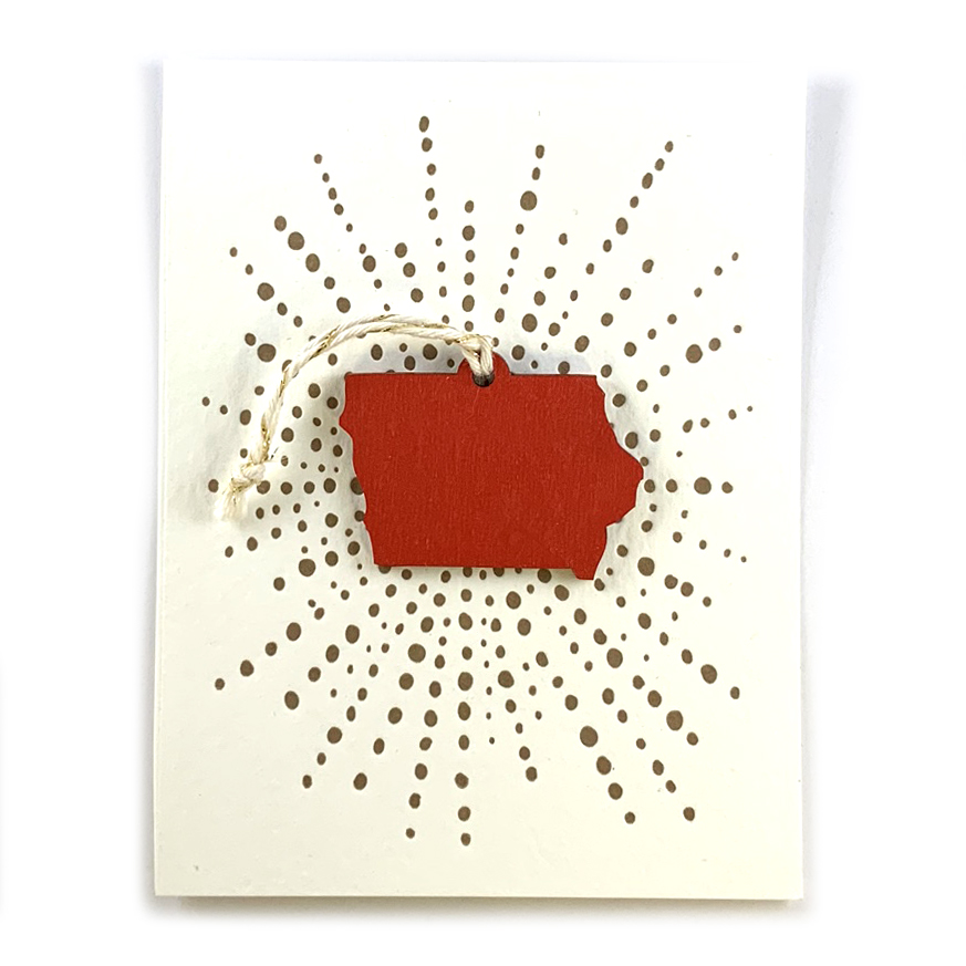 Letterpress Card with Mini Iowa Ornament