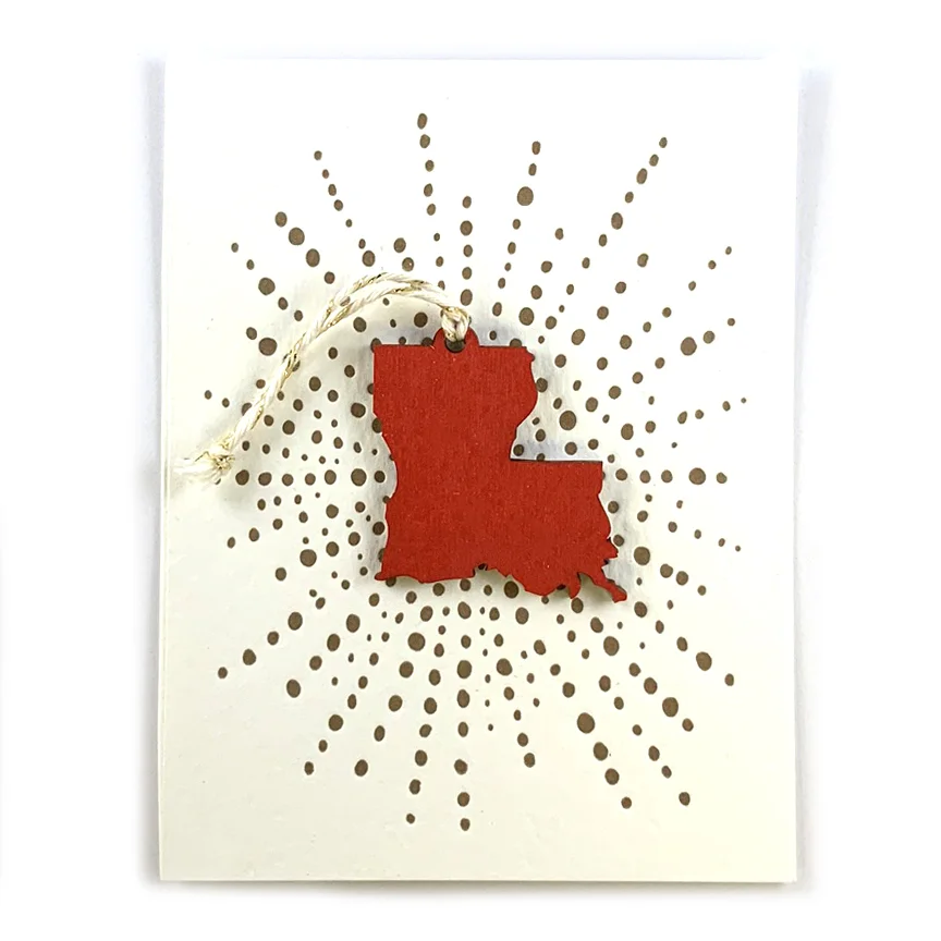 Letterpress Card with Mini Louisiana Ornament