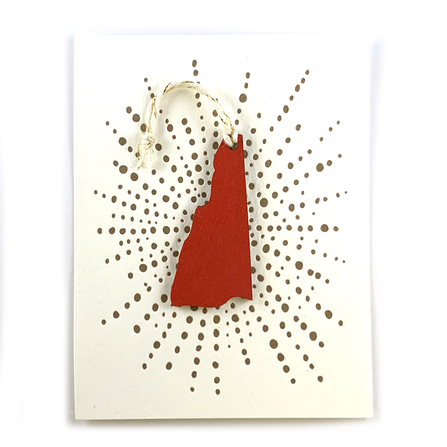 Letterpress Card with Mini New Hampshire Ornament