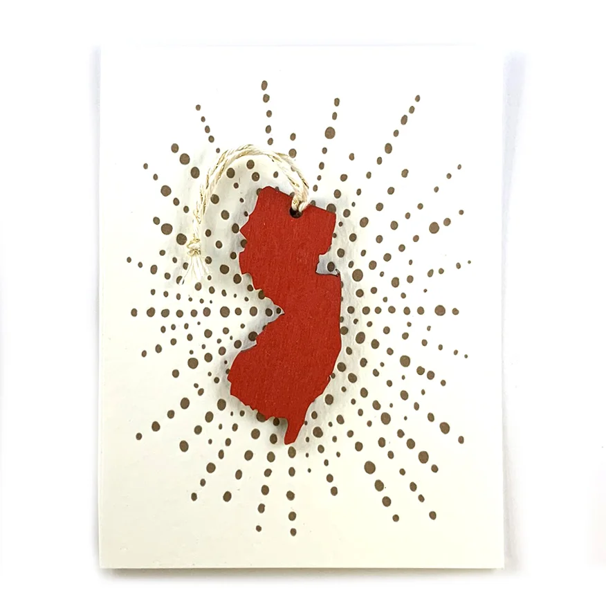 Letterpress Card with Mini New Jersey Ornament