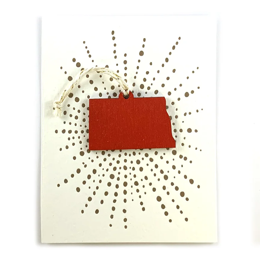 Letterpress Card with Mini North Dakota Ornament