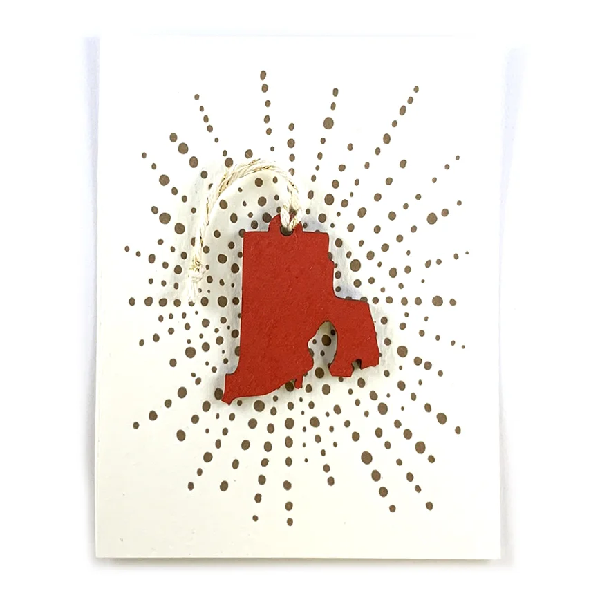 Letterpress Card with Mini Rhode Island Ornament