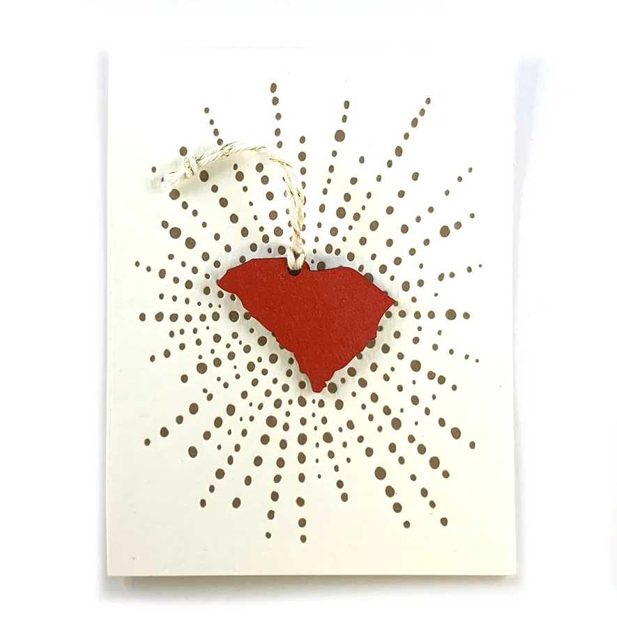 Letterpress Card with Mini South Carolina Ornament