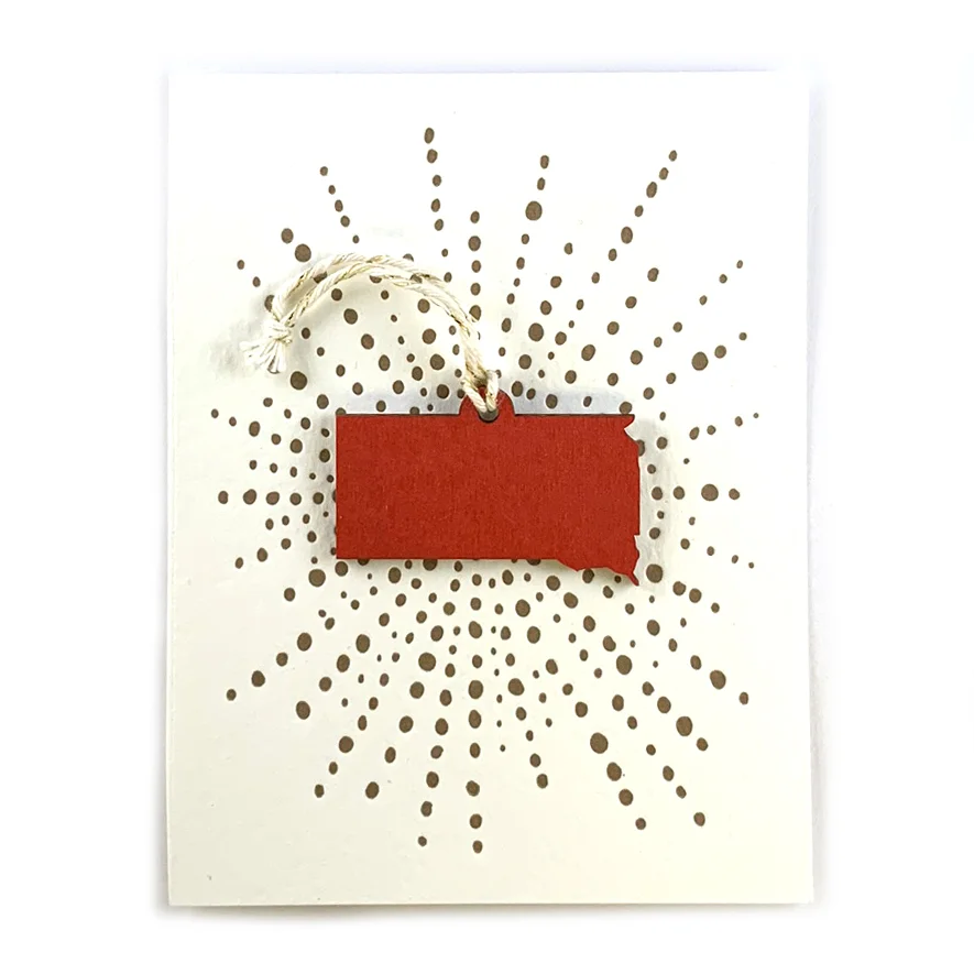 Letterpress Card Mini South Dakota Lasercut Red Ornament Snowmade