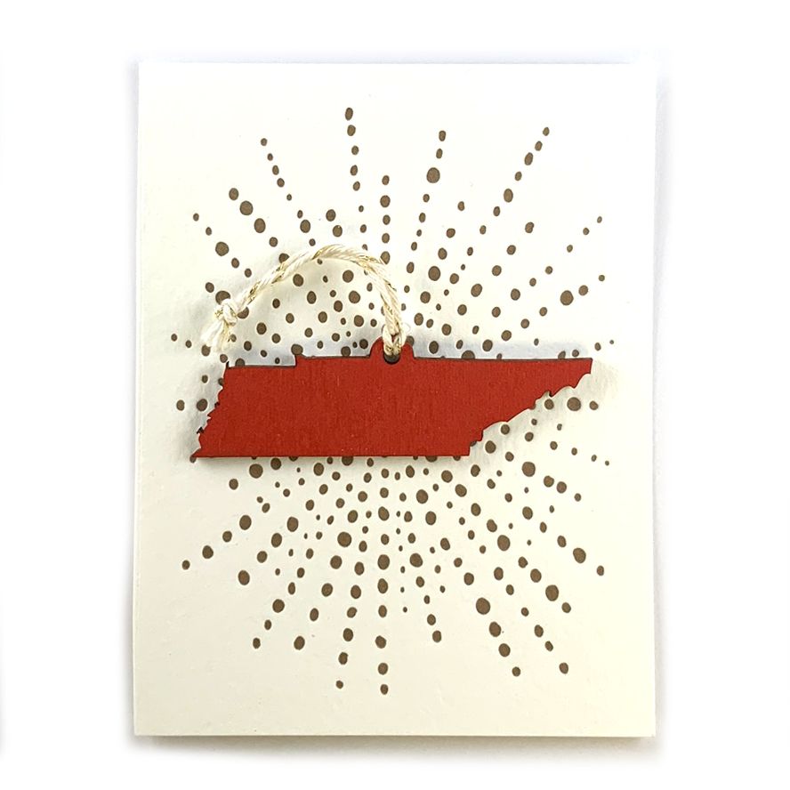 Letterpress Card Mini Tennessee Lasercut Red Ornament Snowmade