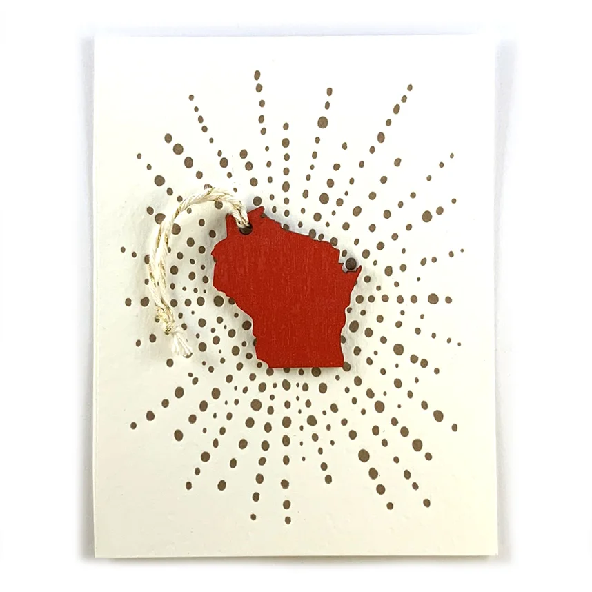 Letterpress Card with Mini Wisconsin Ornament