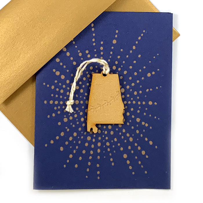 Letterpress Card with Mini Alabama Reindeer Ornament