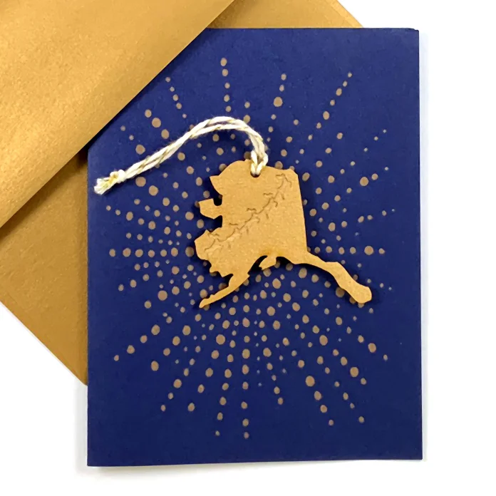 Letterpress Card with Mini Alaska Reindeer Ornament