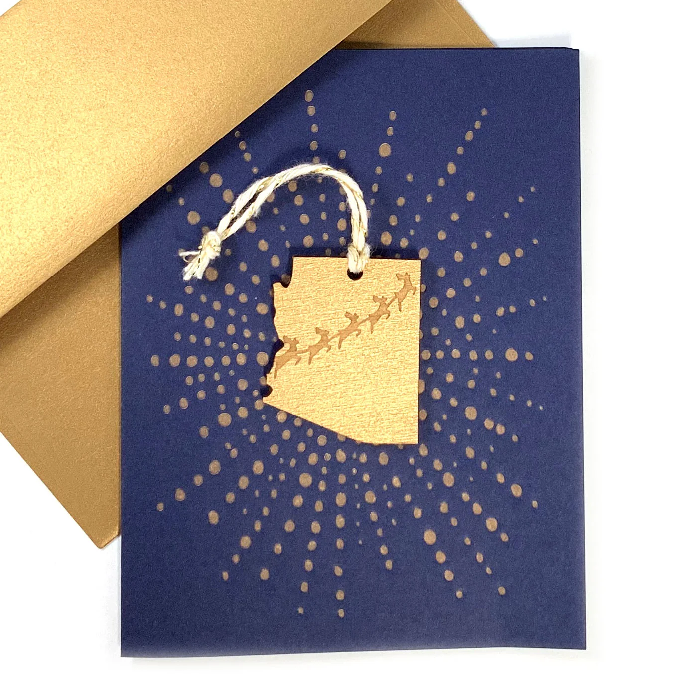 Letterpress Card with Mini Arizona Reindeer Ornament