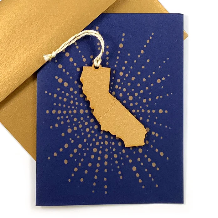 Letterpress Card with Mini California Reindeer Ornament