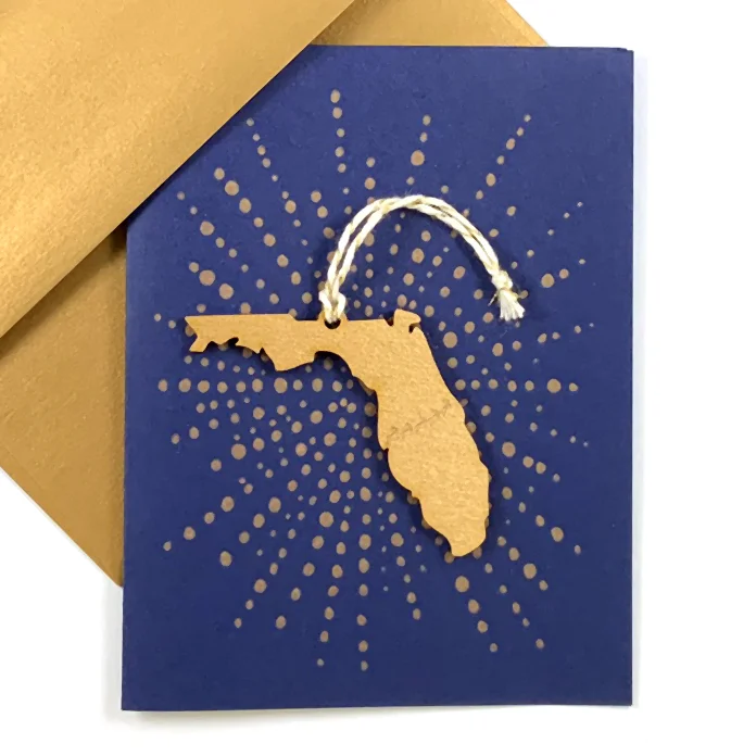 Letterpress Card with Mini Florida Reindeer Ornament