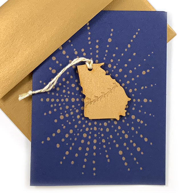 Letterpress Card with Mini Georgia Reindeer Ornament