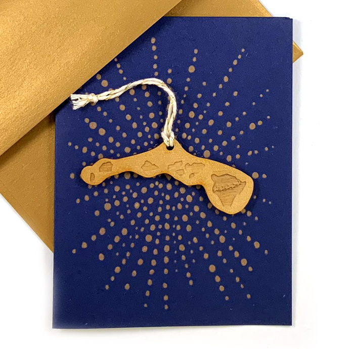 Letterpress Card with Mini Hawaii Reindeer Ornament