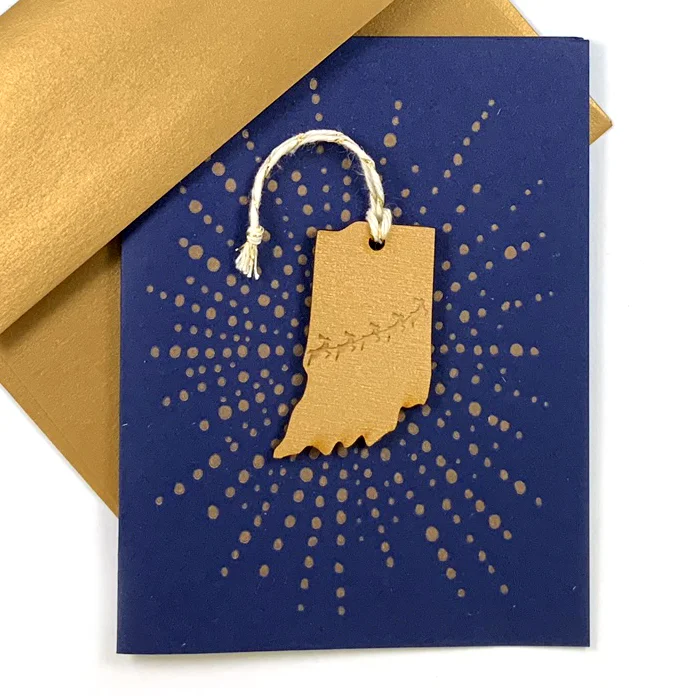 Letterpress Card with Mini Indiana Reindeer Ornament