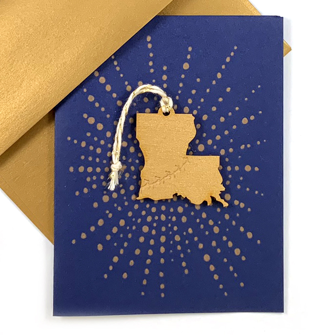 Letterpress Card with Mini Louisiana Reindeer Ornament