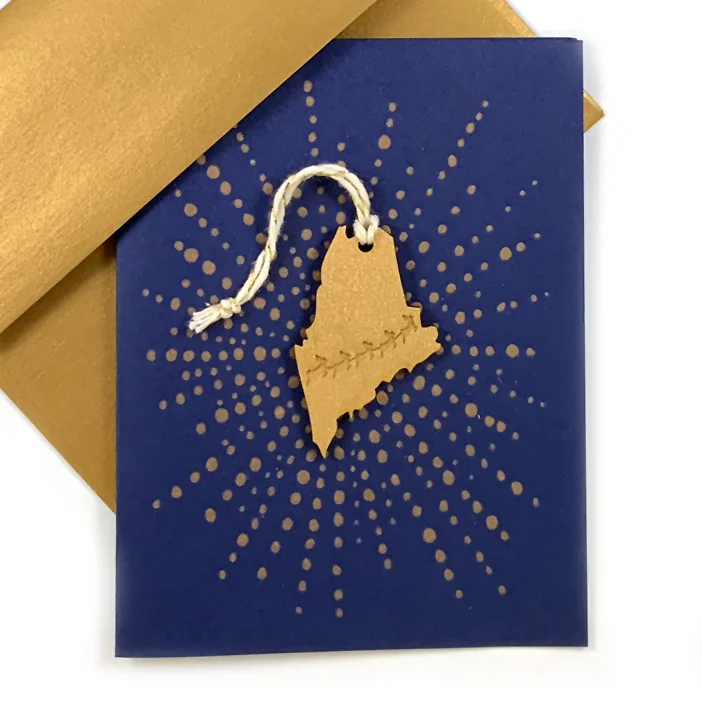 Letterpress Card with Mini Maine Reindeer Ornament