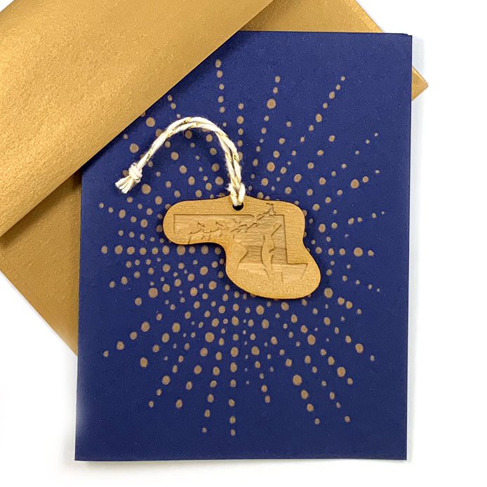 Letterpress Card with Mini Maryland Reindeer Ornament