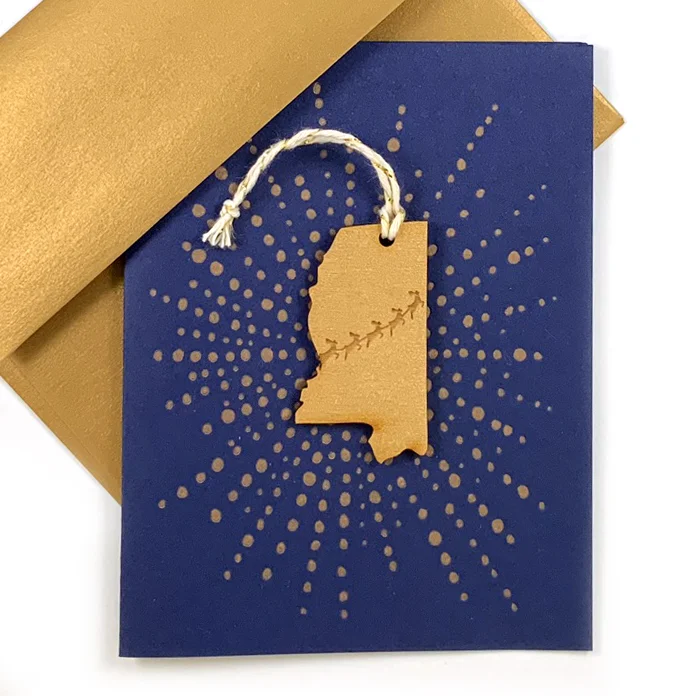 Letterpress Card with Mini Mississippi Reindeer Ornament