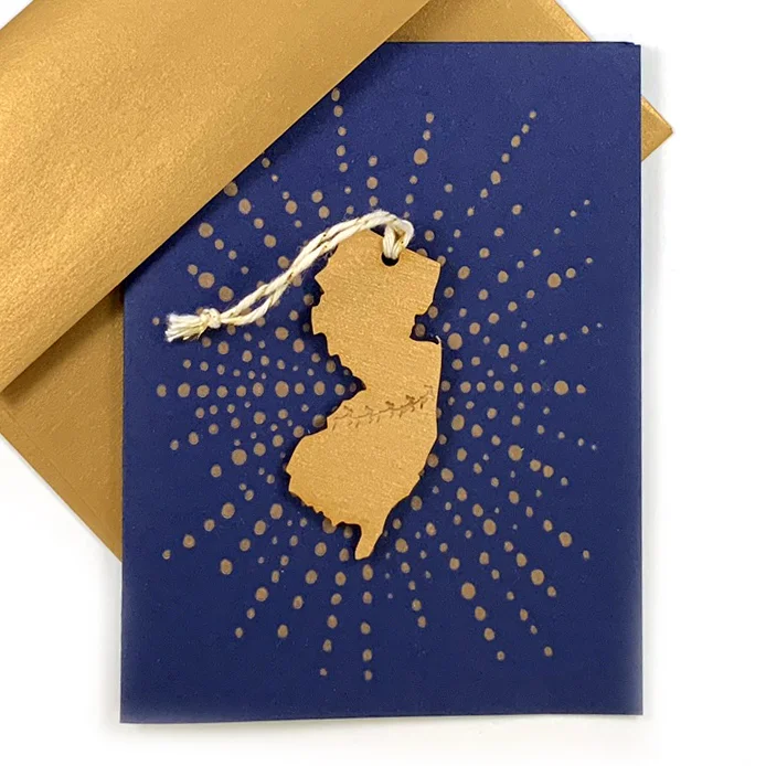 Letterpress Card with Mini New Jersey Reindeer Ornament